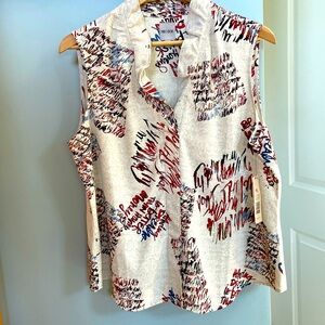 Nic + Zoe Sleeveless ruffle neck top